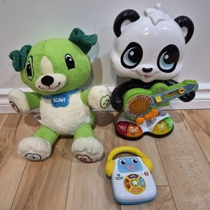 3 LeapFrog toys (dancing panda, Scout & song bot)